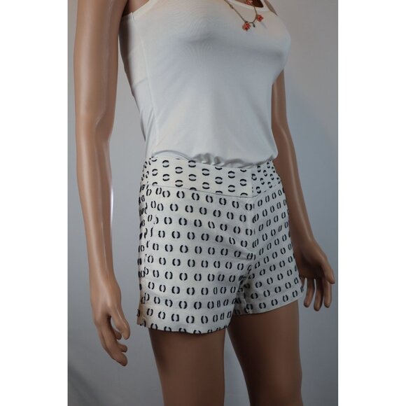 Loft Womens White‎ & Black Patterned Cotton Blend Shorts Size 2 - Picture 2 of 11